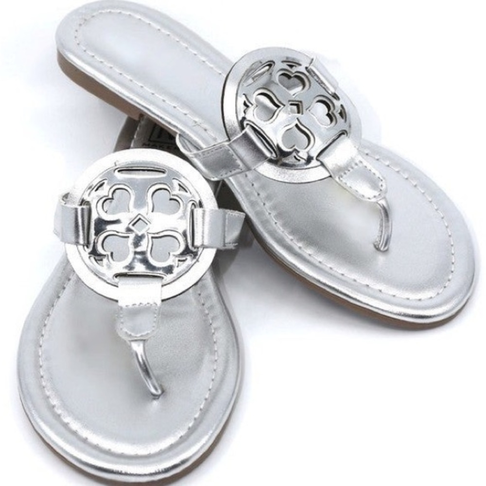 New in box silver sandals size 6